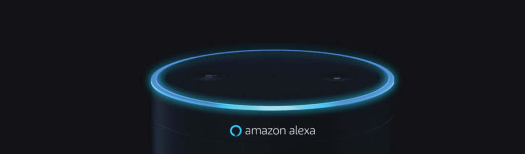 Image of Amazon Echo Dot and Amazon Alexa caption.